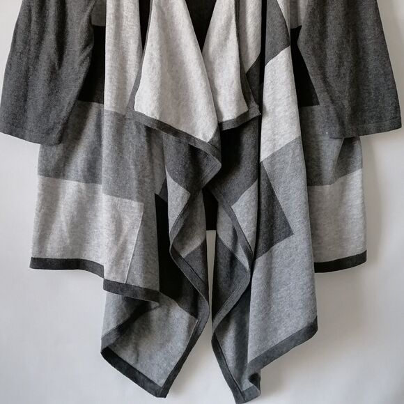 NWT Hannah Women's Gray Buffalo Plaid Open Front Cardigan Sweater Size X-Large - Picture 3 of 7